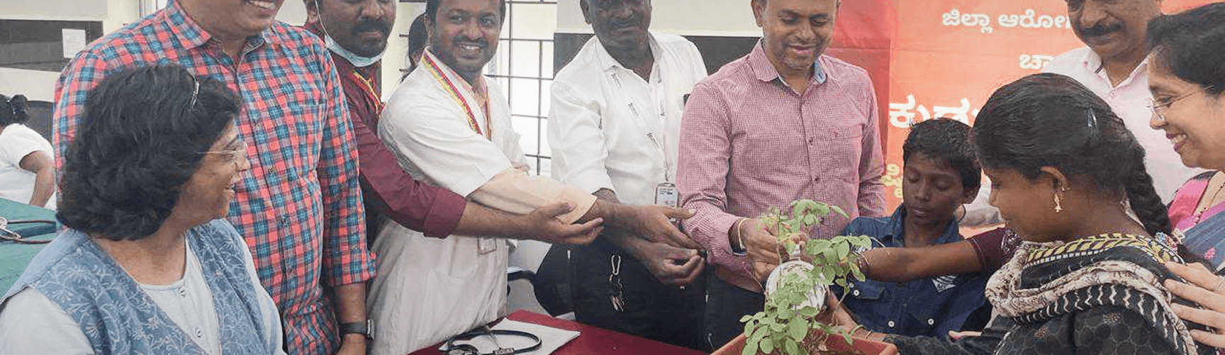 Community gathering around fire